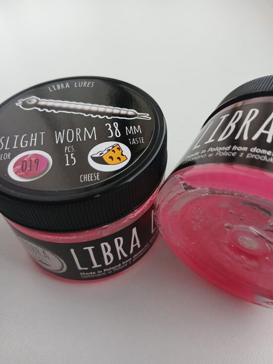 Slight Worm 38mm, 019-Hot Pink, 0,25gr, Cheese, 15psc/pack